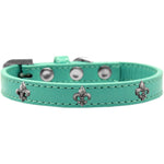 Mirage Pet Products Fleur De Lis Widget Dog Collar, Size 12, Aqua/Silver