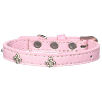 Mirage Pet Products Fleur De Lis Widget Dog Collar, Size 12, Light Pink/Silver
