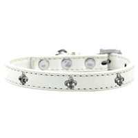 Mirage Pet Products Fleur De Lis Widget Dog Collar, Size 12, White/Silver