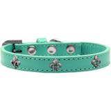 Mirage Pet Products Fleur De Lis Widget Dog Collar, Size 14, Aqua/Silver