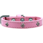 Mirage Pet Products Fleur De Lis Widget Dog Collar, Size 14, Light Pink/Silver
