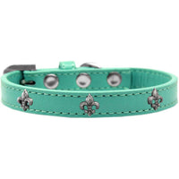 Mirage Pet Products Fleur De Lis Widget Dog Collar, Size 16, Aqua/Silver