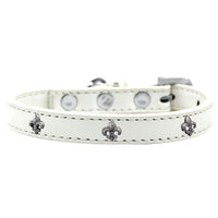 Mirage Pet Products Fleur De Lis Widget Dog Collar, Size 18, White/Silver