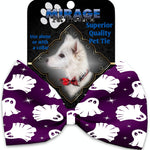 Mirage Pet Products Ghosts on Purple Pet Bow Tie Collar Accessory with Velcro