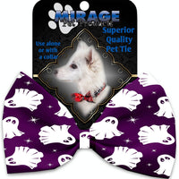 Mirage Pet Products Ghosts on Purple Pet Bow Tie Collar Accessory with Velcro