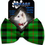 Mirage Pet Products Green Plaid Pet Bow Tie Collar Accessory with Velcro