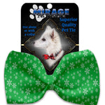 Mirage Pet Products Green and White Snowflakes Pet Bow Tie Collar Accessory with Velcro 
