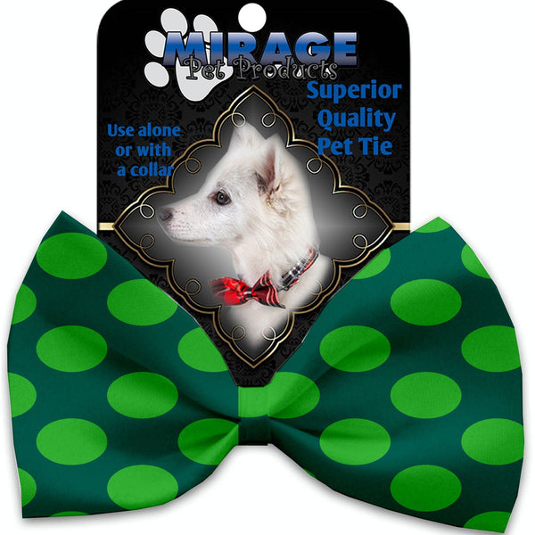 Mirage Pet Products Green on Green Dots Pet Bow Tie Collar Accessory with Velcro