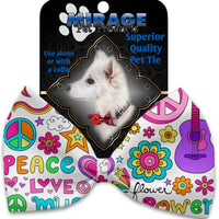 Mirage Pet Products Hippy Love Pet Bow Tie Collar Accessory with Velcro