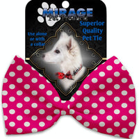 Mirage Pet Products Hot Pink Swiss Dots Pet Bow Tie Collar Accessory with Velcro