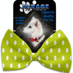 Mirage Pet Products Lime Green Polka Dots Pet Bow Tie Collar Accessory with Velcro