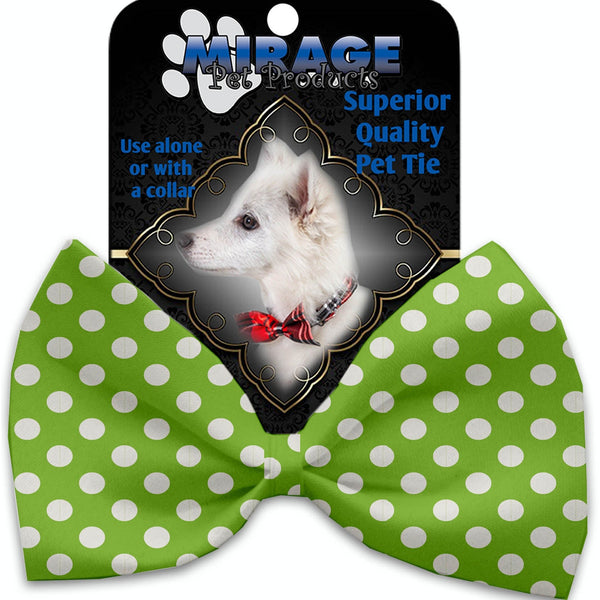 Mirage Pet Products Lime Green Swiss Dots Pet Bow Tie Collar Accessory with Velcro