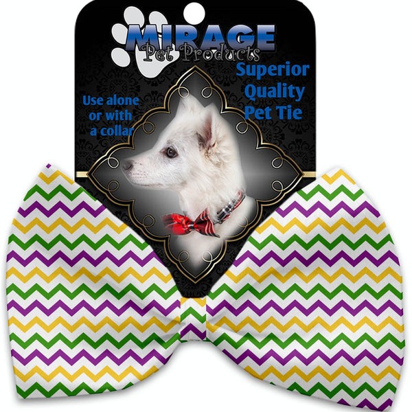 Mirage Pet Products Mardi Gras Chevron Pet Bow Tie Collar Accessory with Velcro 