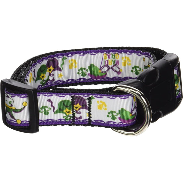 Mirage Pet Products Mardi Gras Nylon Ribbon Dog Collar, Medium-Dog-Mirage Pet Products-PetPhenom