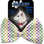 Mirage Pet Products Mardi Gras Polka Dots Pet Bow Tie Collar Accessory with Velcro 