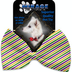 Mirage Pet Products Mardi Gras Stripes Pet Bow Tie Collar Accessory with Velcro 