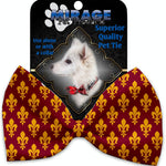 Mirage Pet Products Maroon Fleur de Lis Pet Bow Tie Collar Accessory with Velcro