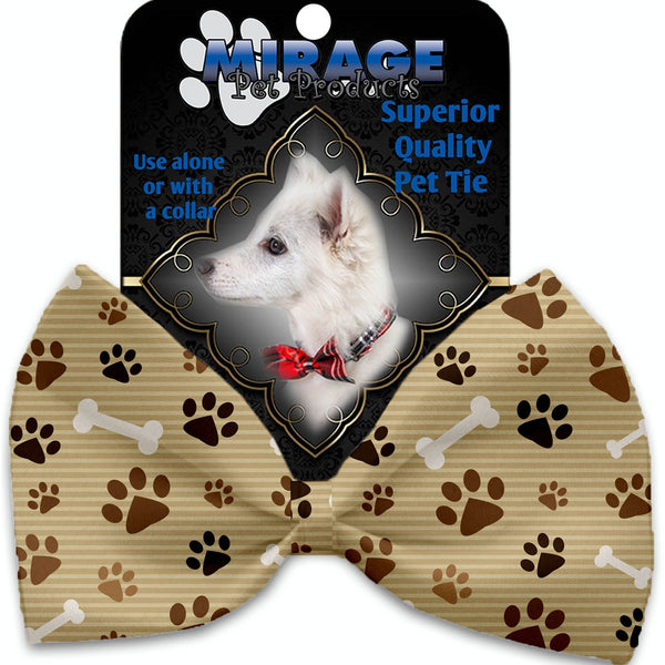 Mirage Pet Products Mocha Paws and Bones Pet Bow Tie Collar Accessory with Velcro