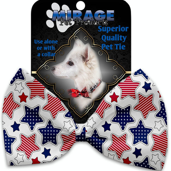 Mirage Pet Products Patriotic Stars Pet Bow Tie Collar Accessory with Velcro