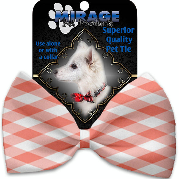 Mirage Pet Products Peach Plaid Pet Bow Tie Collar Accessory with Velcro