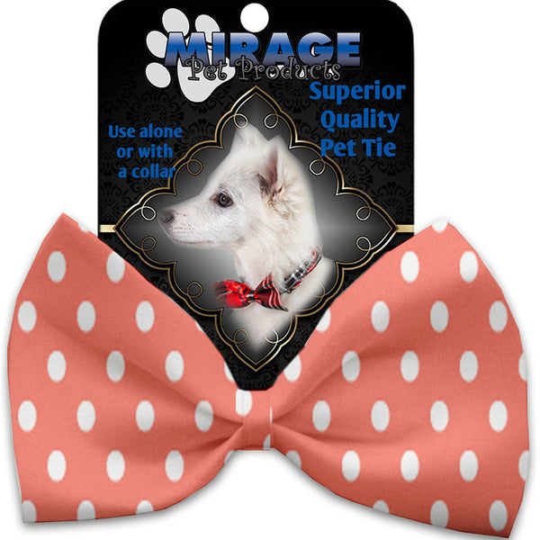 Mirage Pet Products Peach Polka Dots Pet Bow Tie