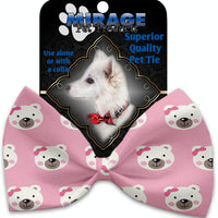 Mirage Pet Products Pink Bears and Bows Pet Bow Tie Collar Accessory with Velcro