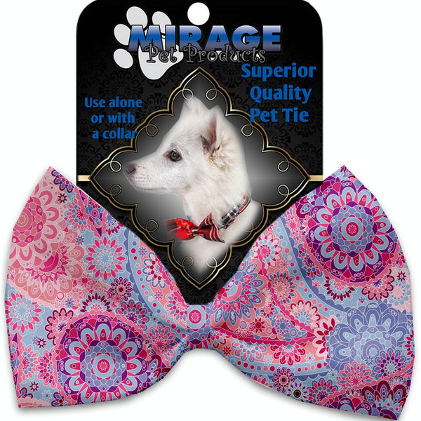 Mirage Pet Products Pink Bohemian Pet Bow Tie Collar Accessory with Velcro
