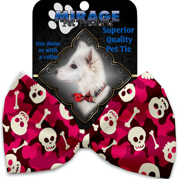 Mirage Pet Products Pink Camo Skulls Pet Bow Tie Collar Accessory with Velcro