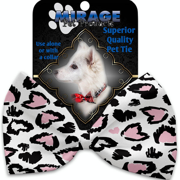 Mirage Pet Products Pink Leopard Hearts Pet Bow Tie Collar Accessory with Velcro 