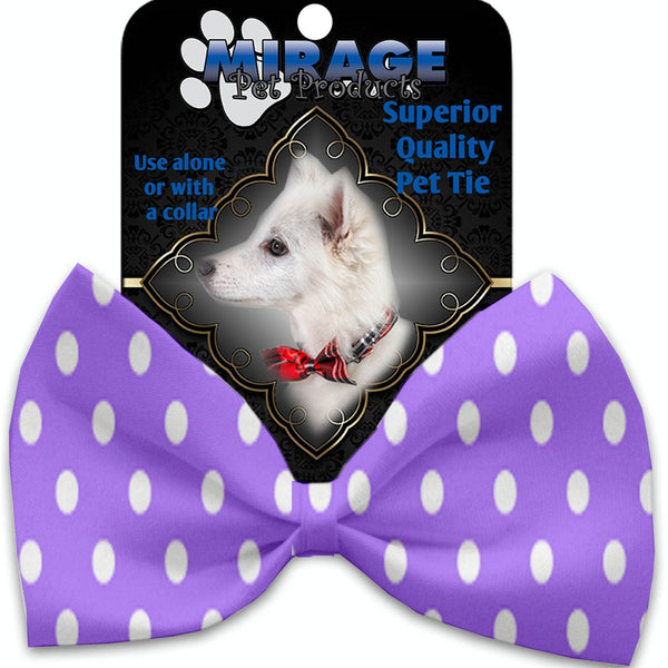 Mirage Pet Products Purple Polka Dots Pet Bow Tie Collar Accessory with Velcro