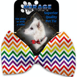 Mirage Pet Products Rainbow Chevron Pet Bow Tie Collar Accessory with Velcro 