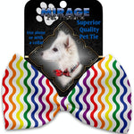 Mirage Pet Products Rainbow Fun Stripes Pet Bow Tie Collar Accessory with Velcro