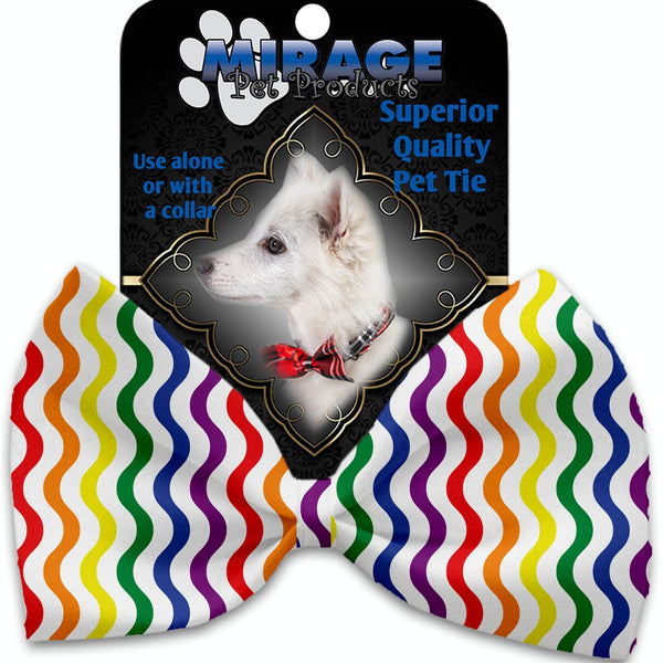 Mirage Pet Products Rainbow Fun Stripes Pet Bow Tie Collar Accessory with Velcro