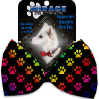 Mirage Pet Products Rainbow Paws Pet Bow Tie Collar Accessory with Velcro