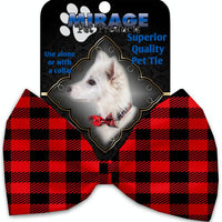 Mirage Pet Products Red Buffalo Check Pet Bow Tie Collar Accessory with Velcro