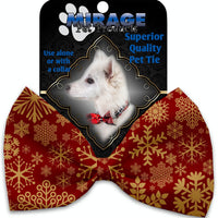 Mirage Pet Products Red Snowflakes Pet Bow Tie Collar Accessory with Velcro