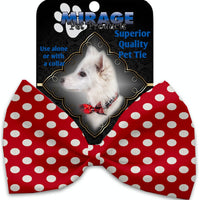 Mirage Pet Products Red Swiss Dots Pet Bow Tie Collar Accessory with Velcro