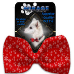 Mirage Pet Products Red and White Snowflakes Pet Bow Tie Collar Accessory with Velcro 