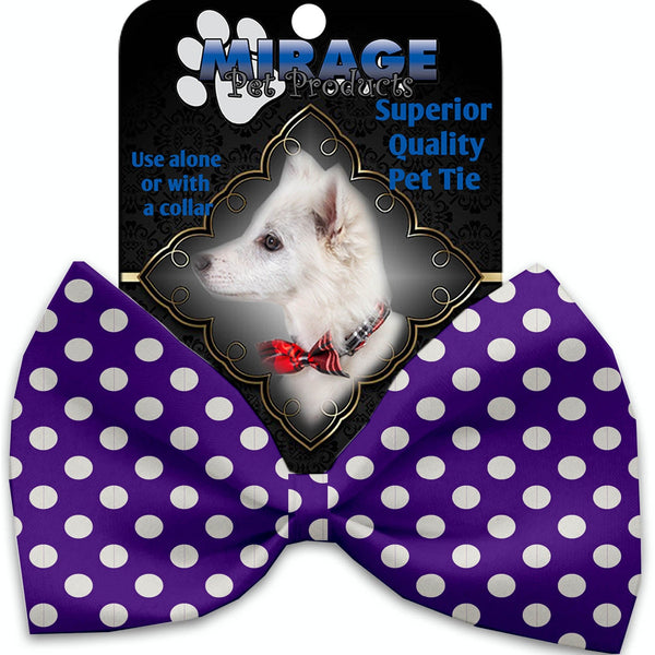 Mirage Pet Products Royal Purple Swiss Dots Pet Bow Tie Collar Accessory with Velcro