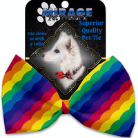 Mirage Pet Products Scalloped Rainbow Pet Bow Tie Collar Accessory with Velcro