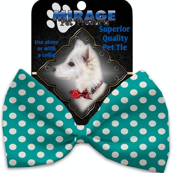 Mirage Pet Products Seafoam Green Swiss Dots Pet Bow Tie Collar Accessory with Velcro