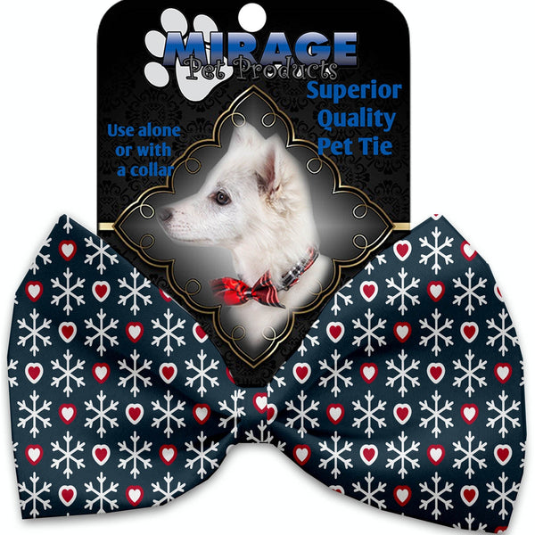 Mirage Pet Products Snowflakes and Hearts Pet Bow Tie Collar Accessory with Velcro