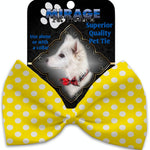 Mirage Pet Products Sunny Yellow Swiss Dots Pet Bow Tie Collar Accessory with Velcro