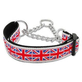 Mirage Pet Products Tiled Union Jack UK Flag Nylon Ribbon Collar Martingale, Medium-Dog-Mirage Pet Products-PetPhenom