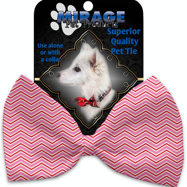 Mirage Pet Products Valentines Day Chevron Pet Bow Tie Collar Accessory with Velcro 