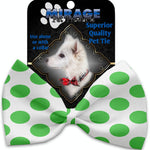 Mirage Pet Products White and Green Dotted Pet Bow Tie