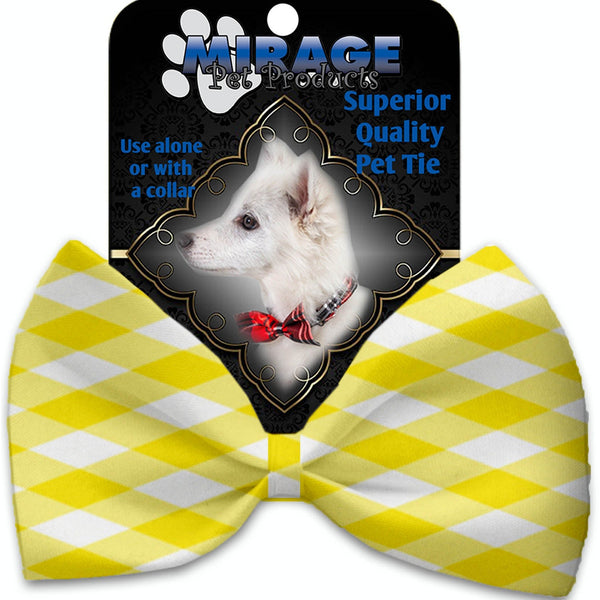Mirage Pet Products Yellow Plaid Pet Bow Tie Collar Accessory with Velcro