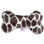 MiragePet 6" L x 3" W Soft Squeaky Plush Bone Shape Dog Toy - Giraffe