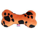 MiragePet 6" L x 3" W Soft Squeaky Plush Bone Shape Dog Toy - Orange Paw