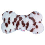 MiragePet 6" L x 3" W Soft Squeaky Plush Bone Shape Dog Toy - Snow Leopard